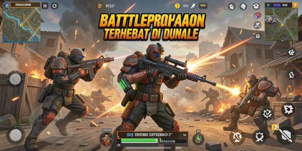 Gameplay mendebarkan dalam 93337 Battle Royale.