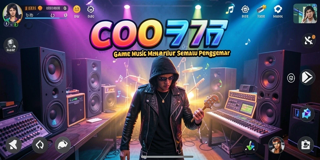 Tampilan gameplay COO77 dengan berbagai pilihan lagu menarik.