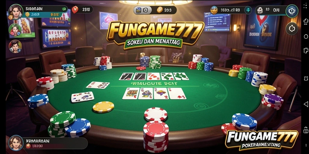 Tampilan gameplay seru dari FUNGAME777 yang menampilkan aksi Poker.