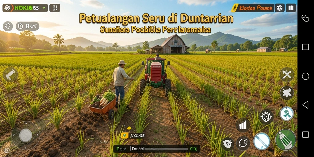 Tampilan gameplay menarik dalam HOKI65 dengan aktivitas bertani seru.