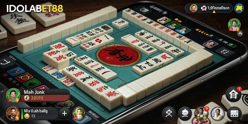 Screenshot gameplay IDOLABET88 menampilkan suasana bermain Mahjong yang seru.