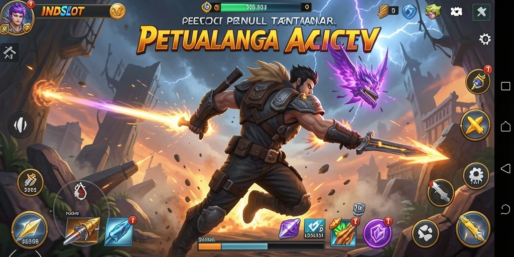 Screenshot INDSLOT menampilkan aksi intens saat bertempur.