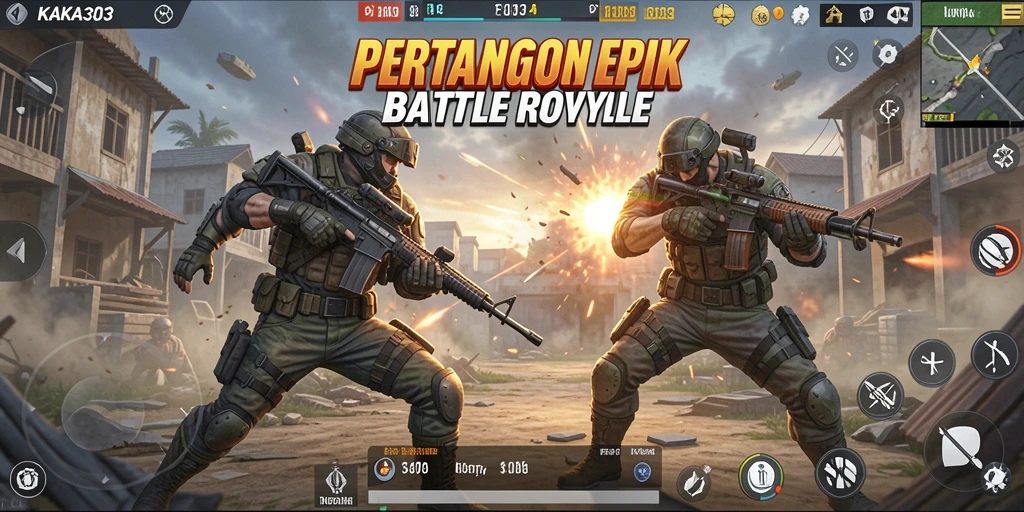 Tampilan gameplay KAKA303 yang penuh aksi di medan pertempuran.