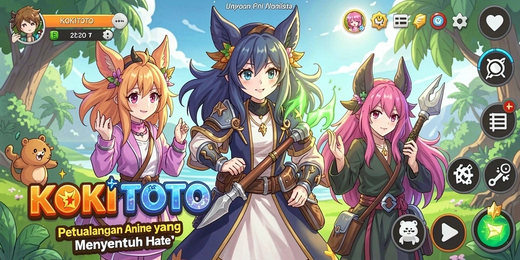 Tampilan gameplay KOKITOTO yang menakjubkan dengan karakter Anime.