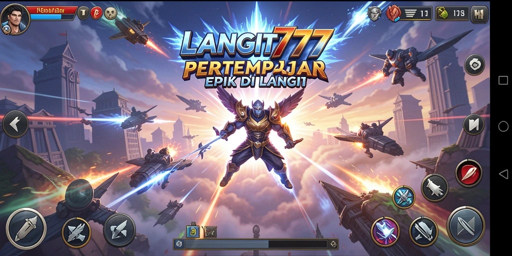 Gameplay LANGIT777 menampilkan pertempuran dinamis di arena Battle Royale.