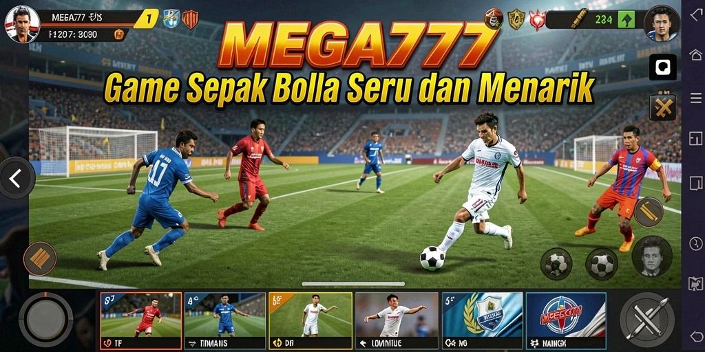 Tampilan gameplay mendebarkan di MEGA777 saat bertanding di lapangan.