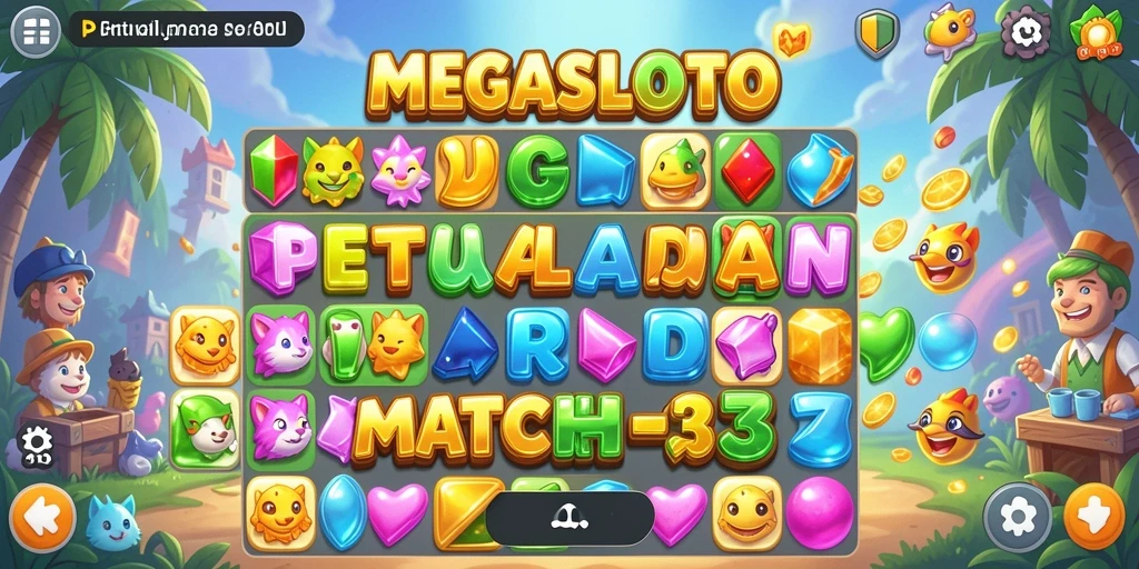 Tampilan gameplay menarik dari MEGASLOTO saat mencocokkan elemen.