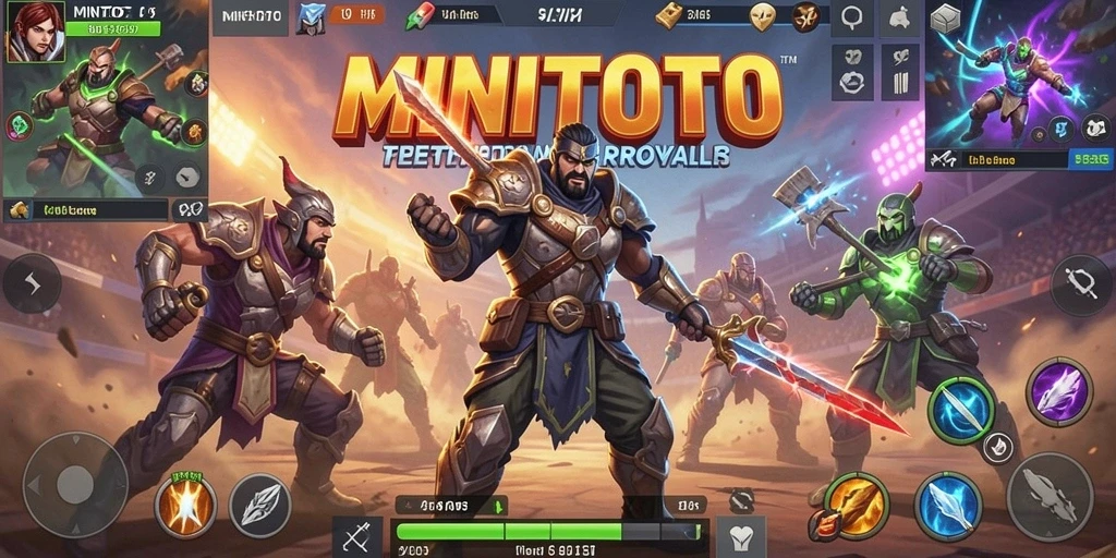 Screenshot gameplay MINITOTO dengan aksi pertempuran seru.