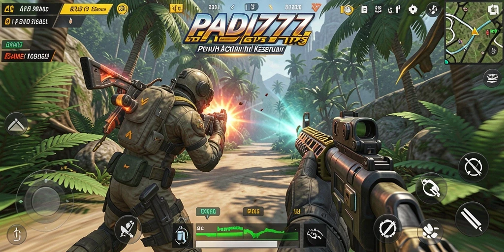 Screenshot utama PADI777 menampilkan aksi gameplay yang mendebarkan di dunia TPS.