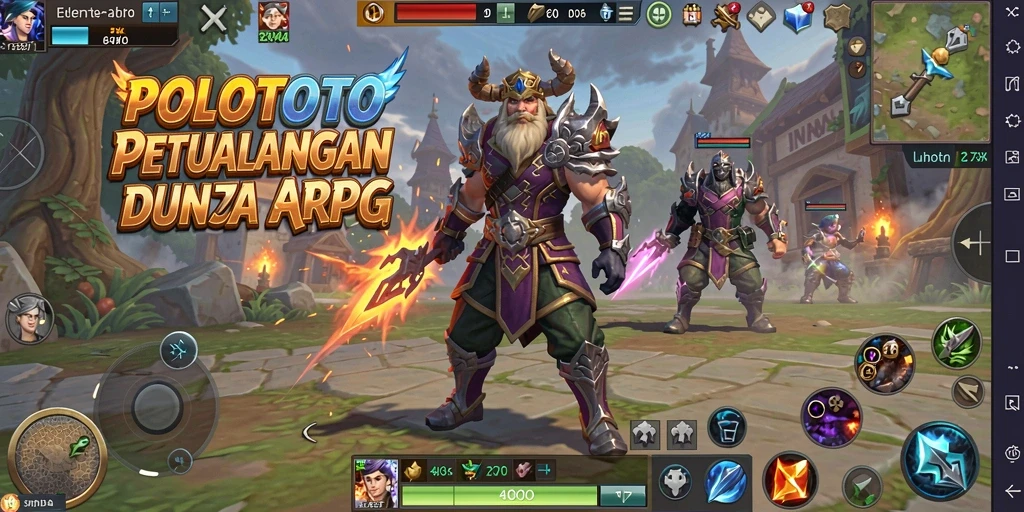 Screenshot gameplay ARPG POLOTOTO menunjukkan aksi pertarungan mendebarkan.