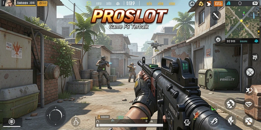 Screenshot gameplay PROSLOT dengan aksi tembak-menembak yang intens.