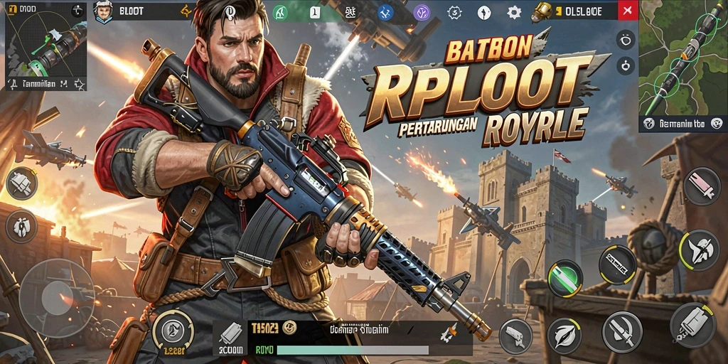 Screenshot gameplay RPLOOT yang menunjukkan pertarungan seru di Battle Royale.