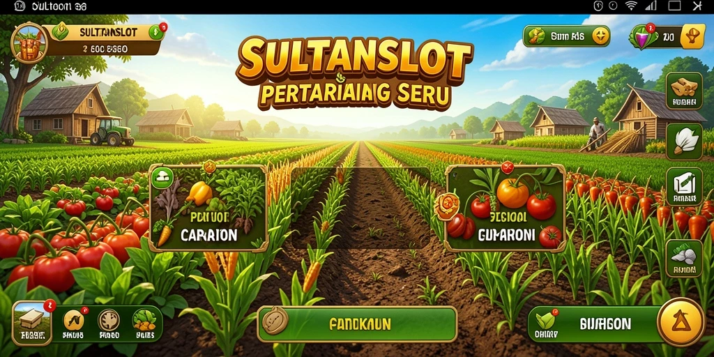 Tampilan gameplay <strong>SULTANSLOT</strong> yang menarik dengan kebun yang subur.
