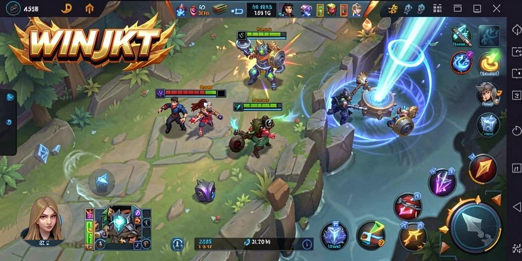 Tampilan seru gameplay WINJKT dengan strategi SLG yang mendalam.